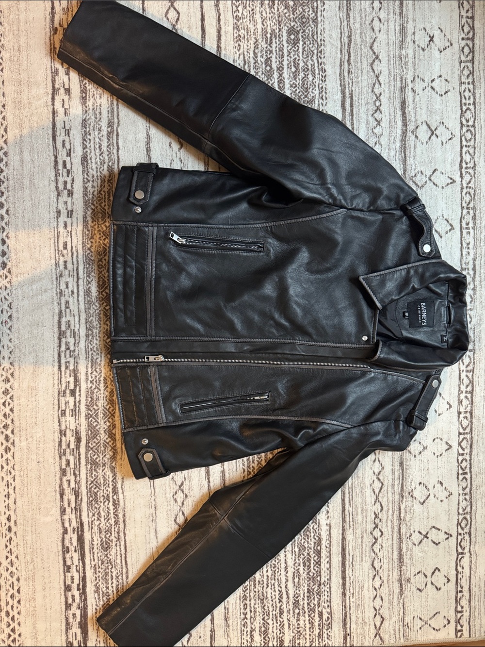 Barneys Originals Plus Beppe Leather Jacket (Black)